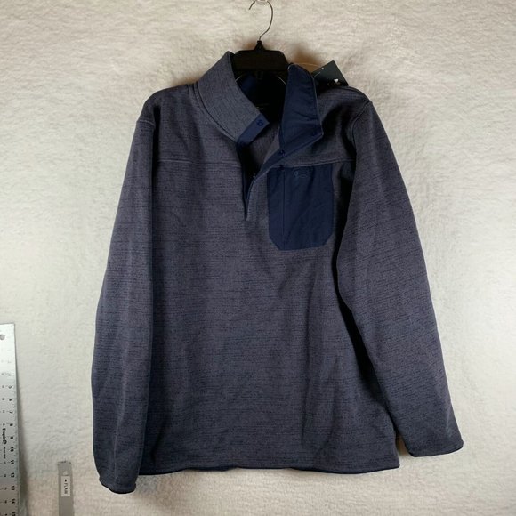 Under Armour Sweatshirt Men's 2XL Blue Polyester Snap Henley Fleece-Lined 6642 - Picture 1 of 9